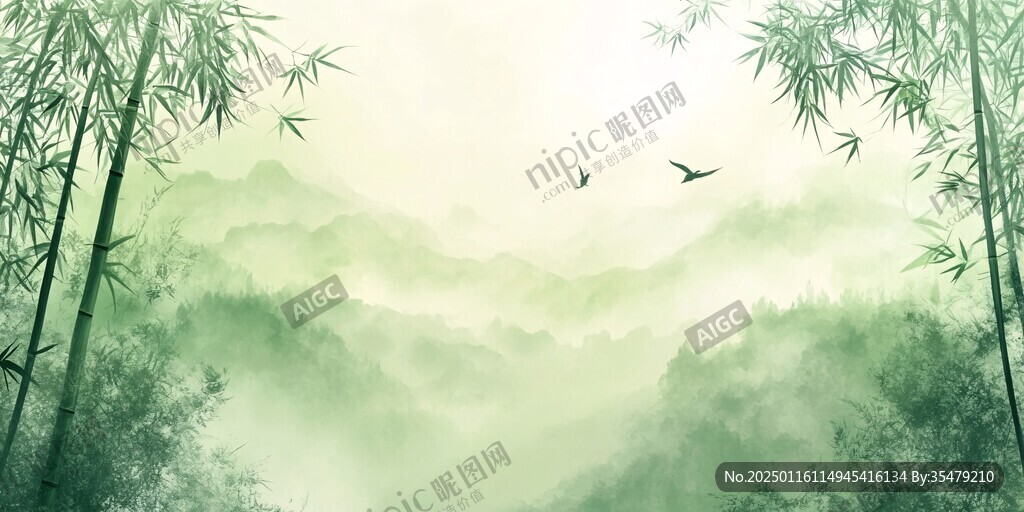 竹林山水背景