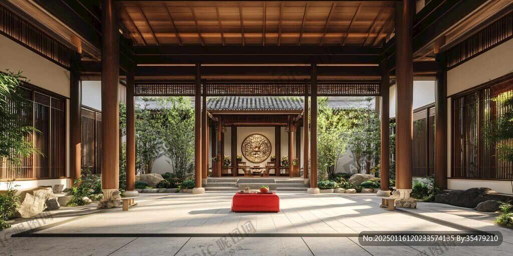 中式四合院庭院
