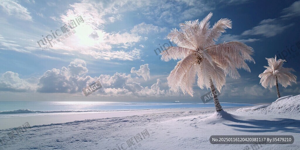 海灘椰樹風景