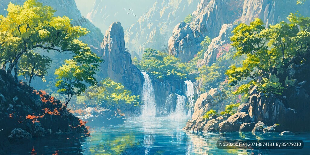 唯美風(fēng)景山間流水