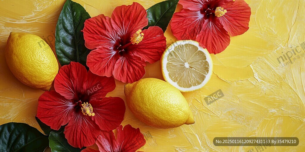 檸檬片玫瑰花菊花