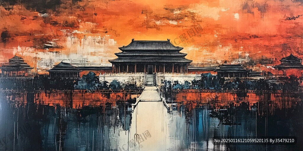 水墨橫店橫店紅色水彩