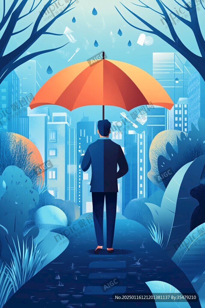 雨中撐傘的人