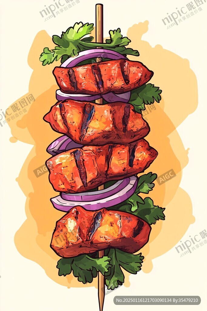 烤面筋插畫
