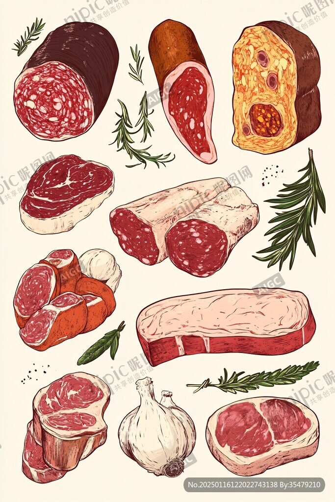 餐飲肉類插畫
