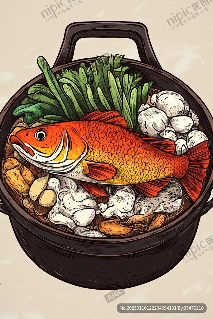 砂鍋魚插畫