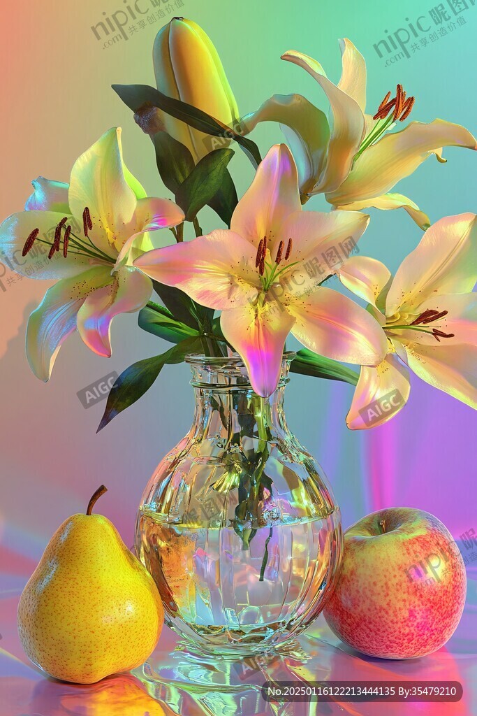 一瓶百合花