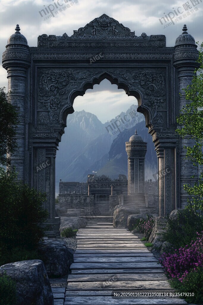 歐式羅馬拱門背景