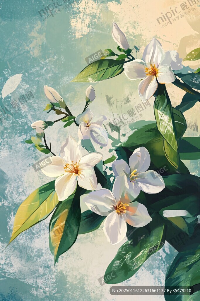 插畫(huà)茉莉花
