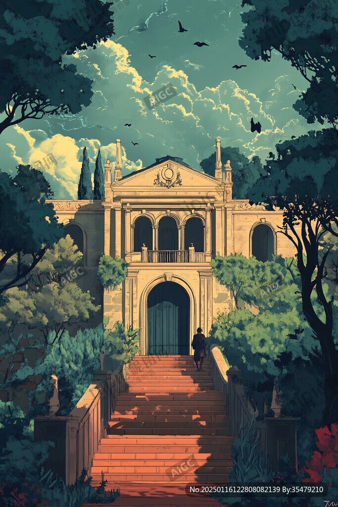 斯坦福大學(xué)旅游插畫