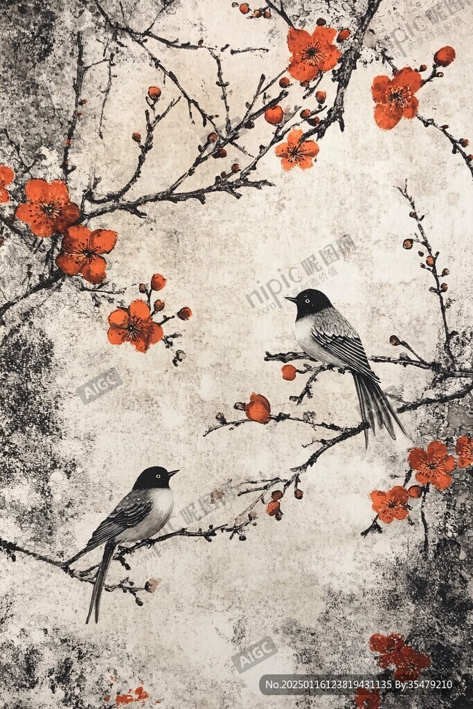 古風(fēng)古典梅花花鳥(niǎo)