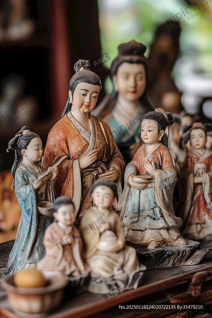 彩繪堆塑人物塑像