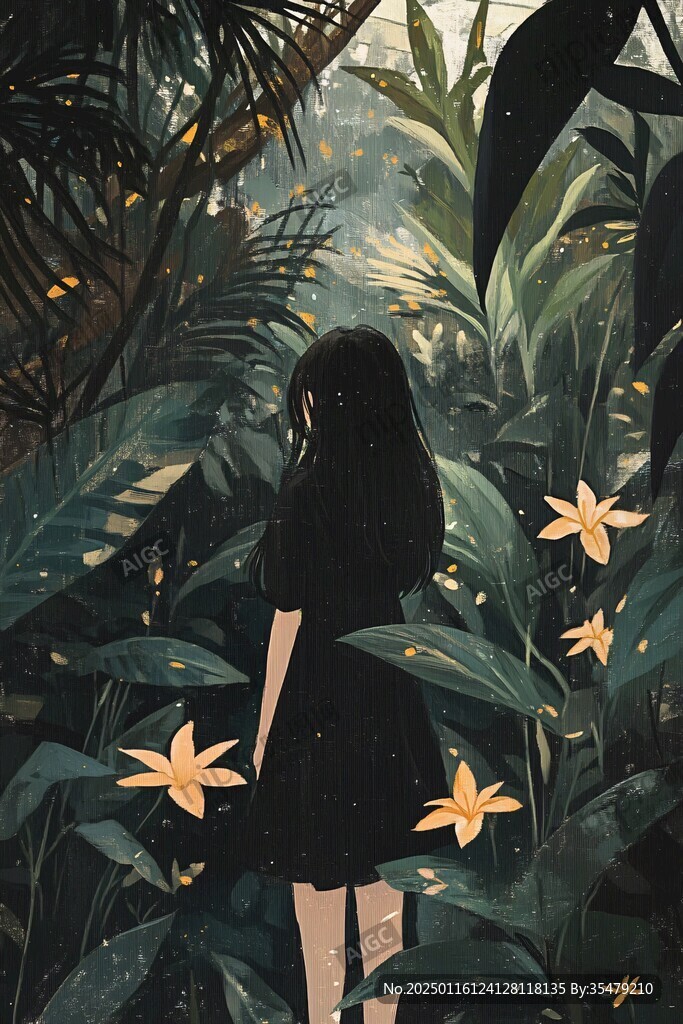 森系女孩插畫