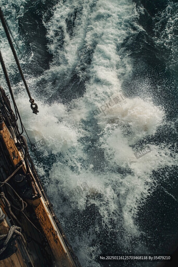 船后面的水浪