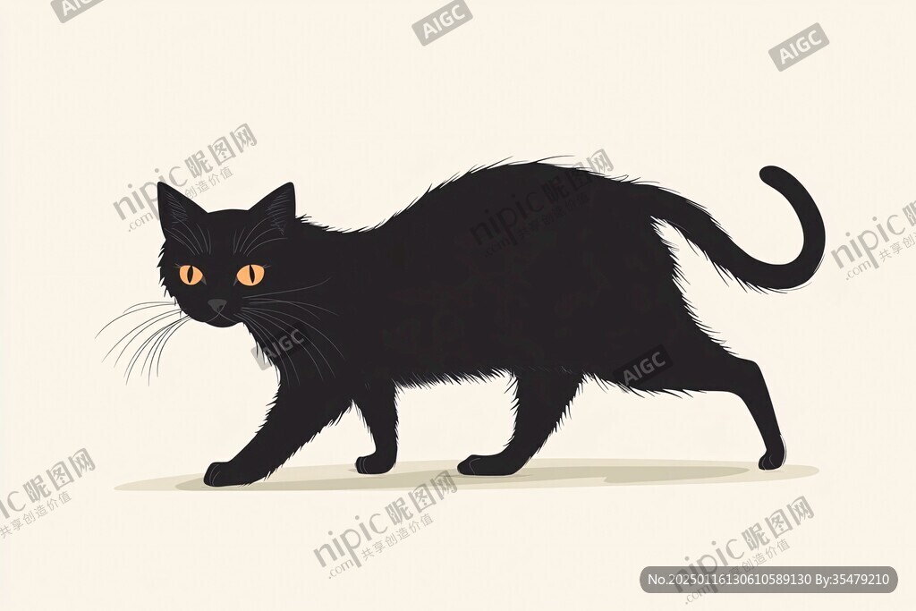 小黑貓插畫
