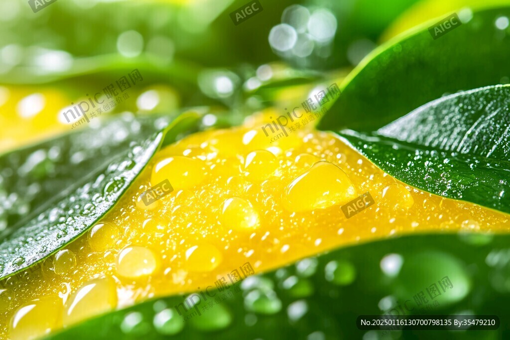 高清綠葉水珠