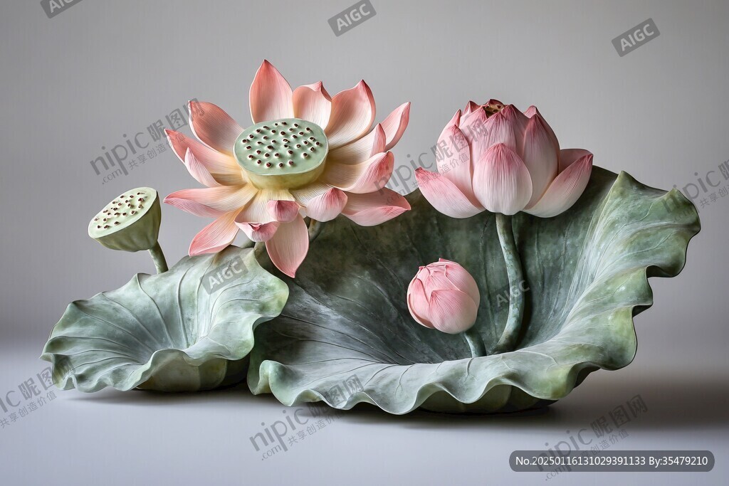 3d立體花卉荷花