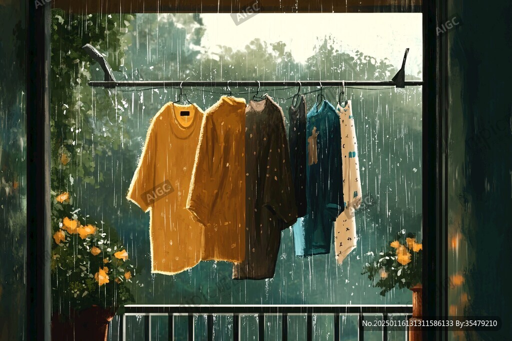 雨中洗衣