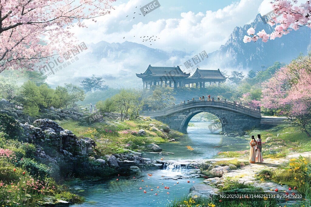 山水石拱橋效果圖