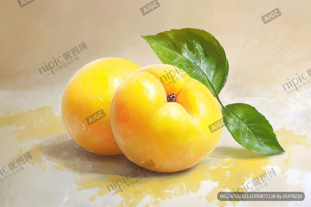 手繪黃桃壁紙