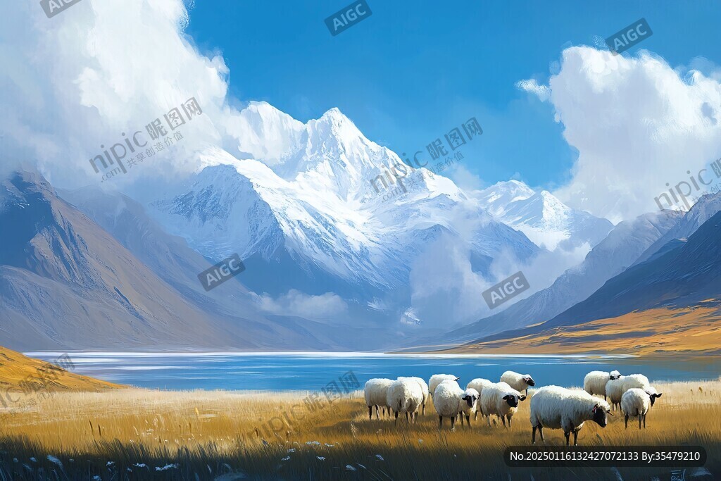草原綿羊插畫