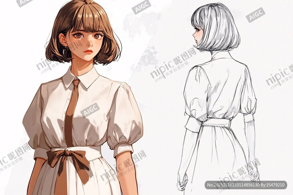 高精女孩原畫稿