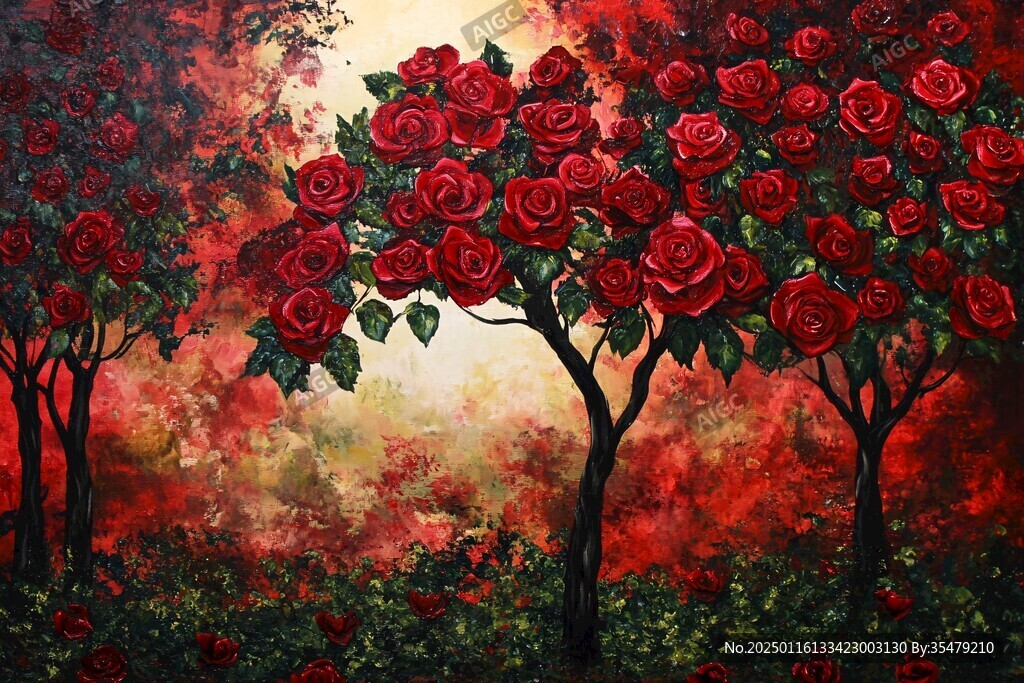 紅玫瑰油畫