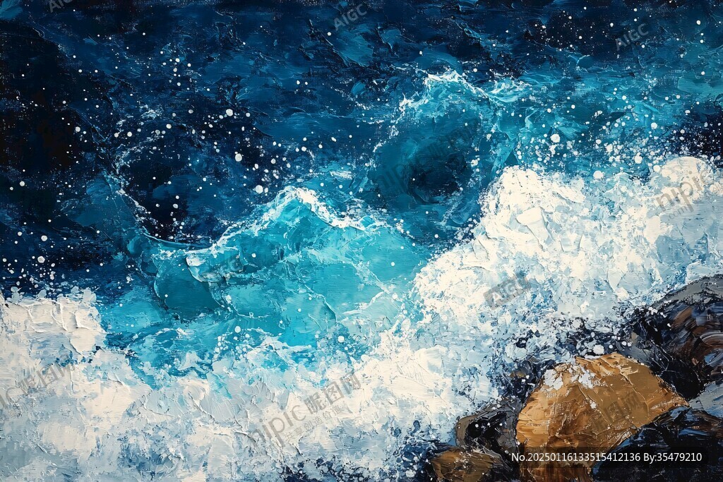 浪花油畫