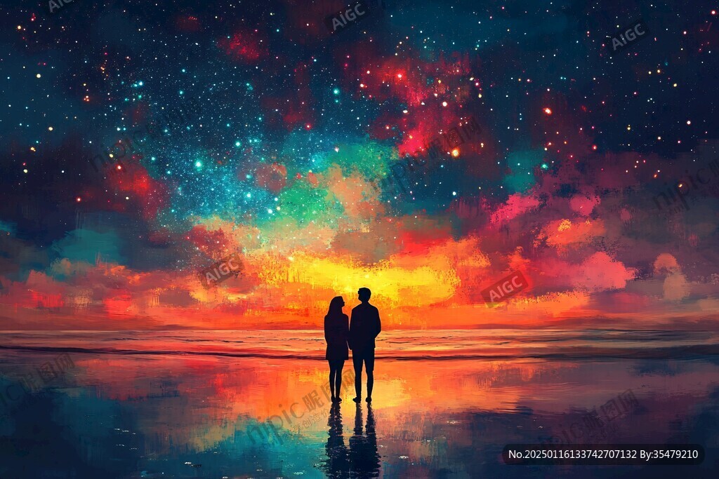 情侶看流星雨