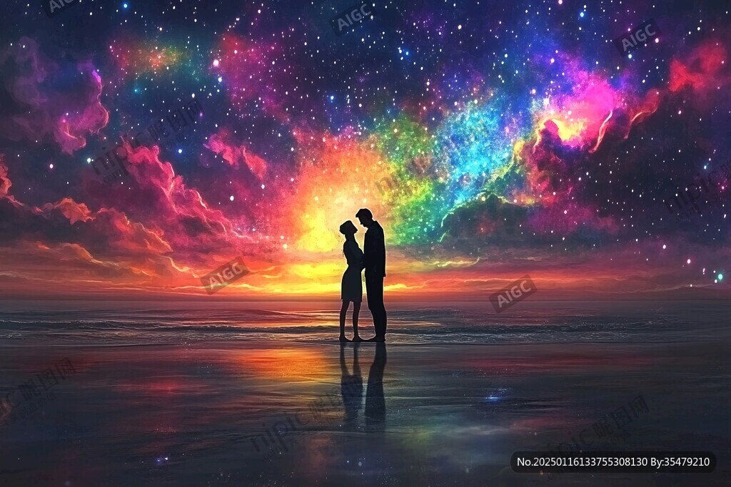 情侶看流星雨