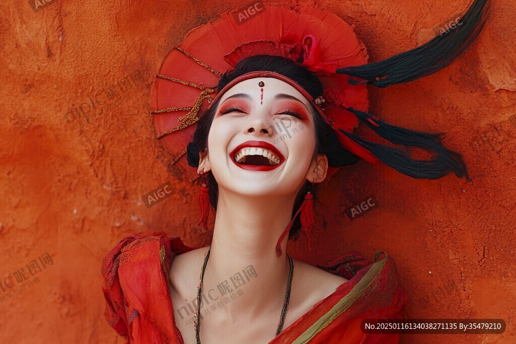 古風美女紅墻