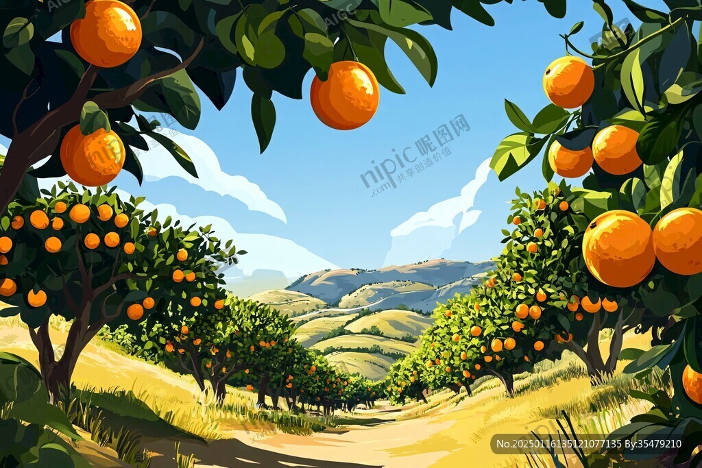 沃柑包裝插畫