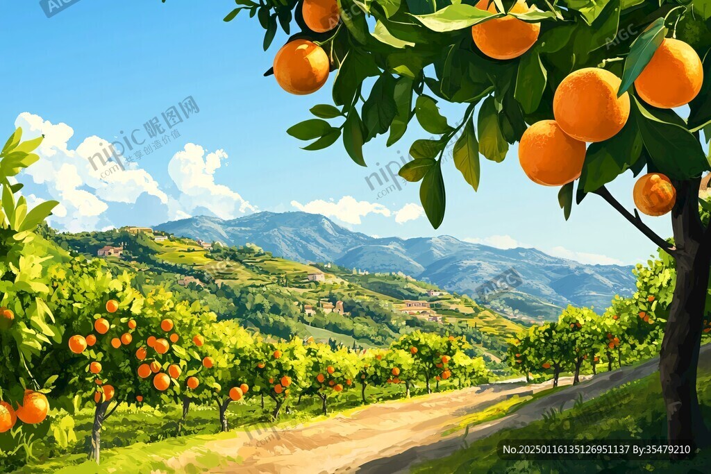 果園插畫田園風(fēng)光