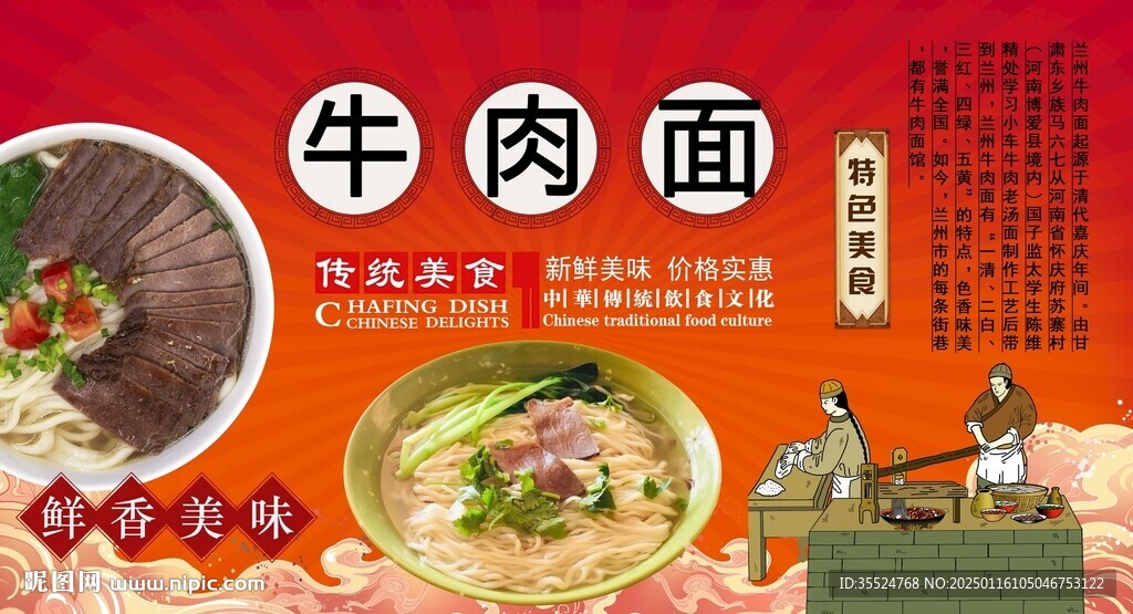 牛肉面背景墻