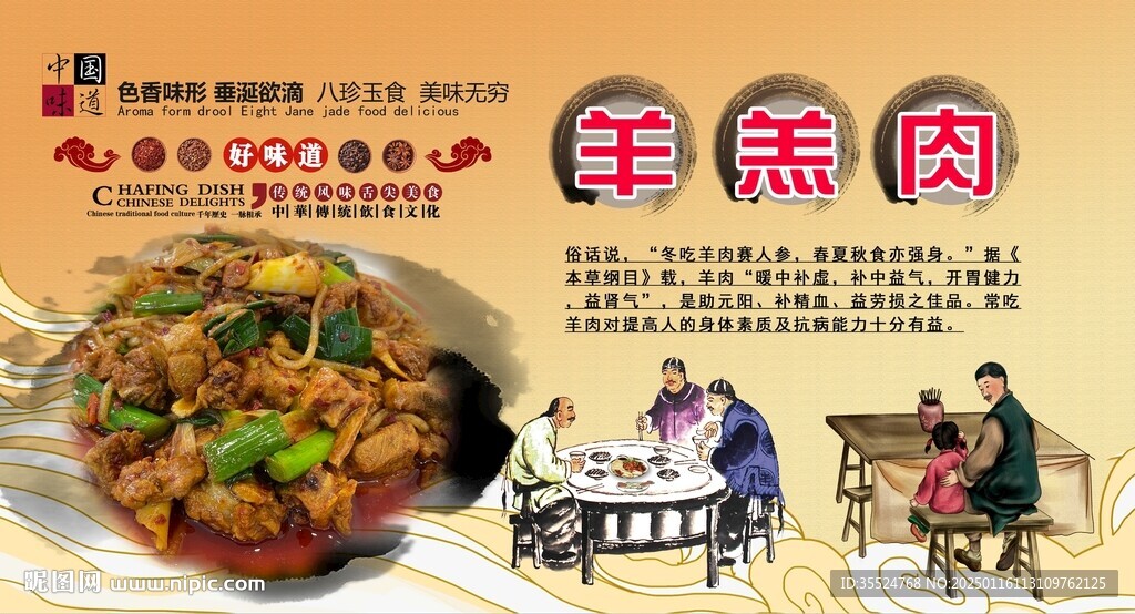 羊羔肉背景墻
