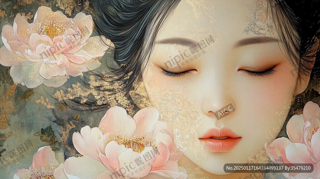 唯美古代美女壁畫設計