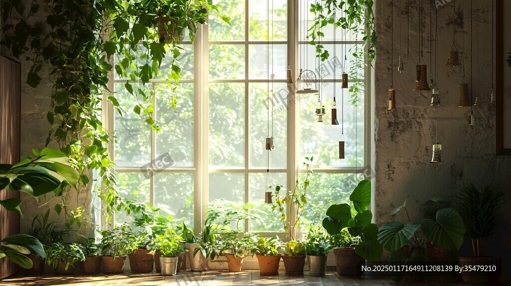 綠植門窗壁紙