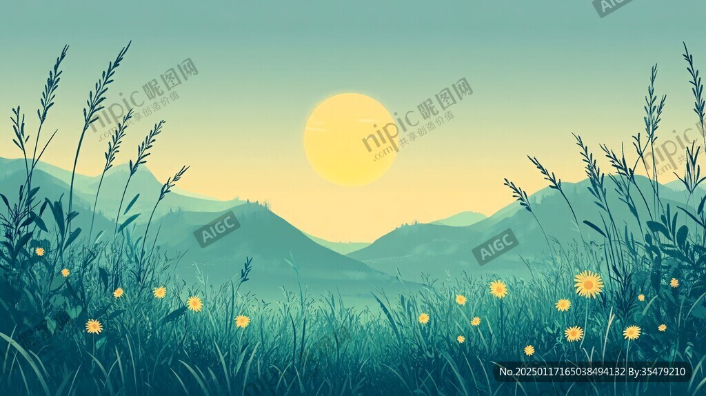 日出風景插畫