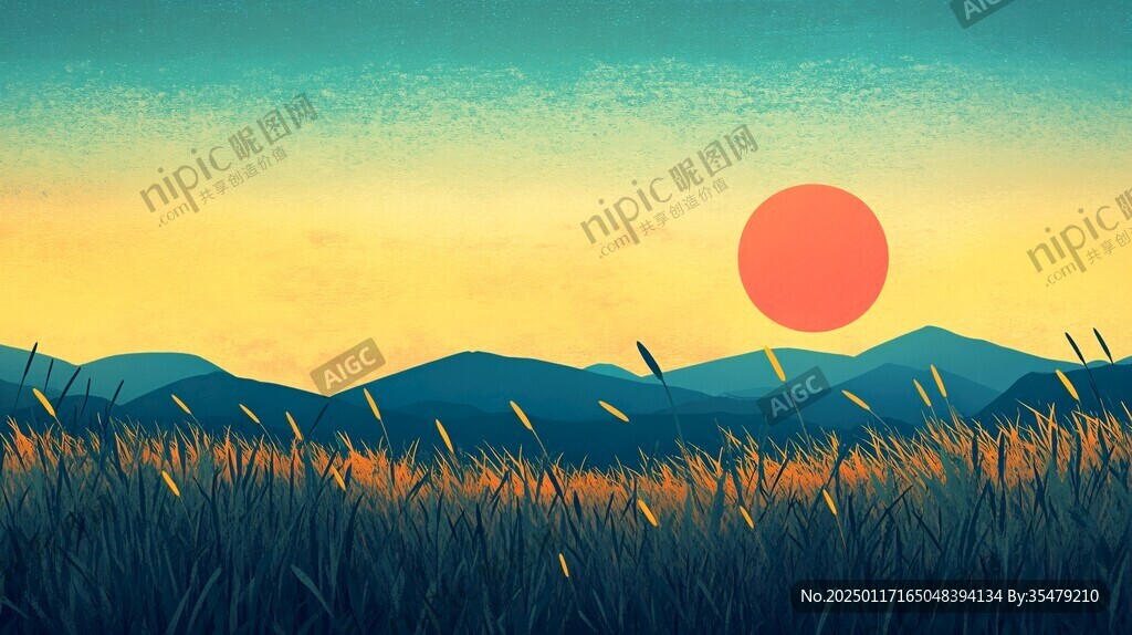 日出風景插畫