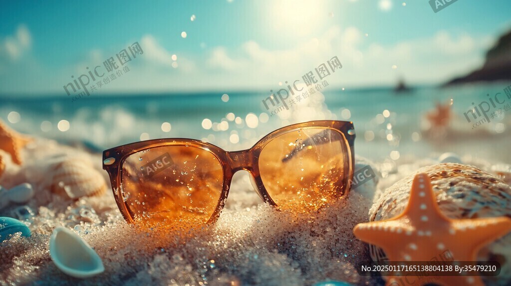 眼鏡里的海邊景色