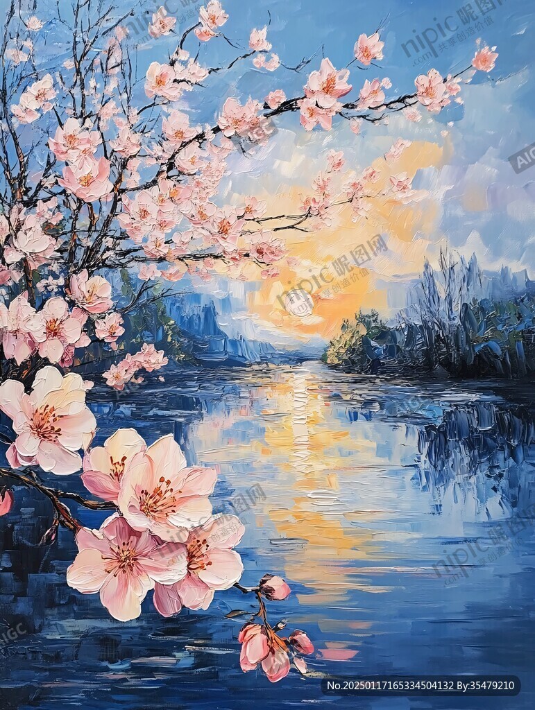 油畫桃花開