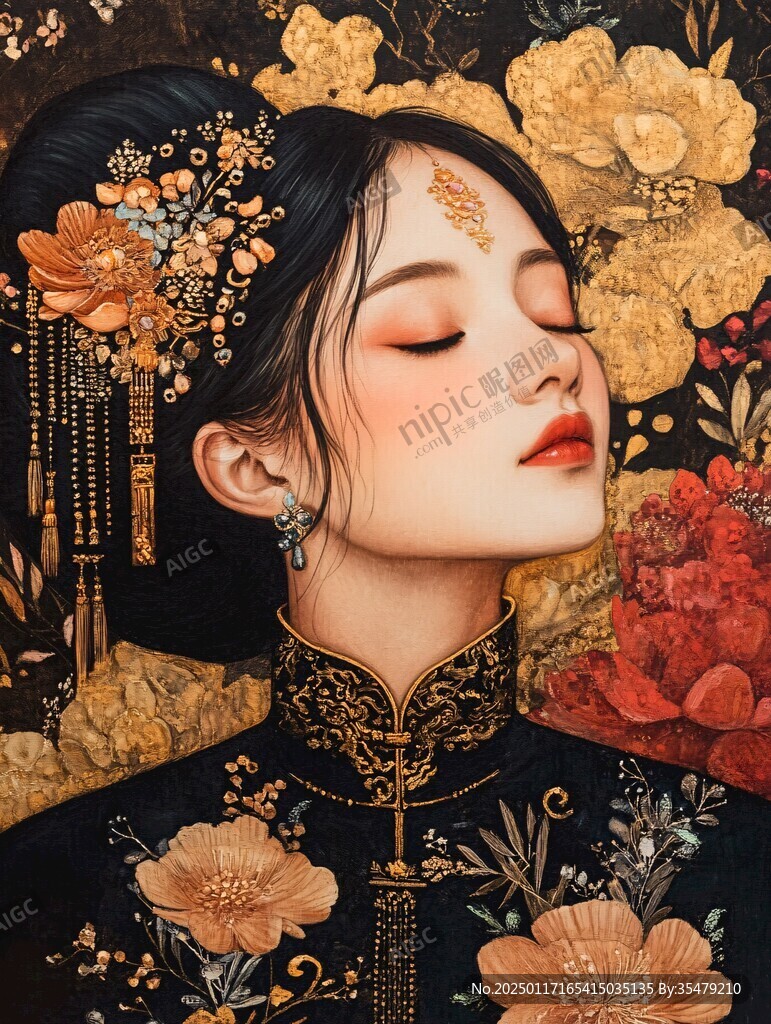 清朝美人插畫