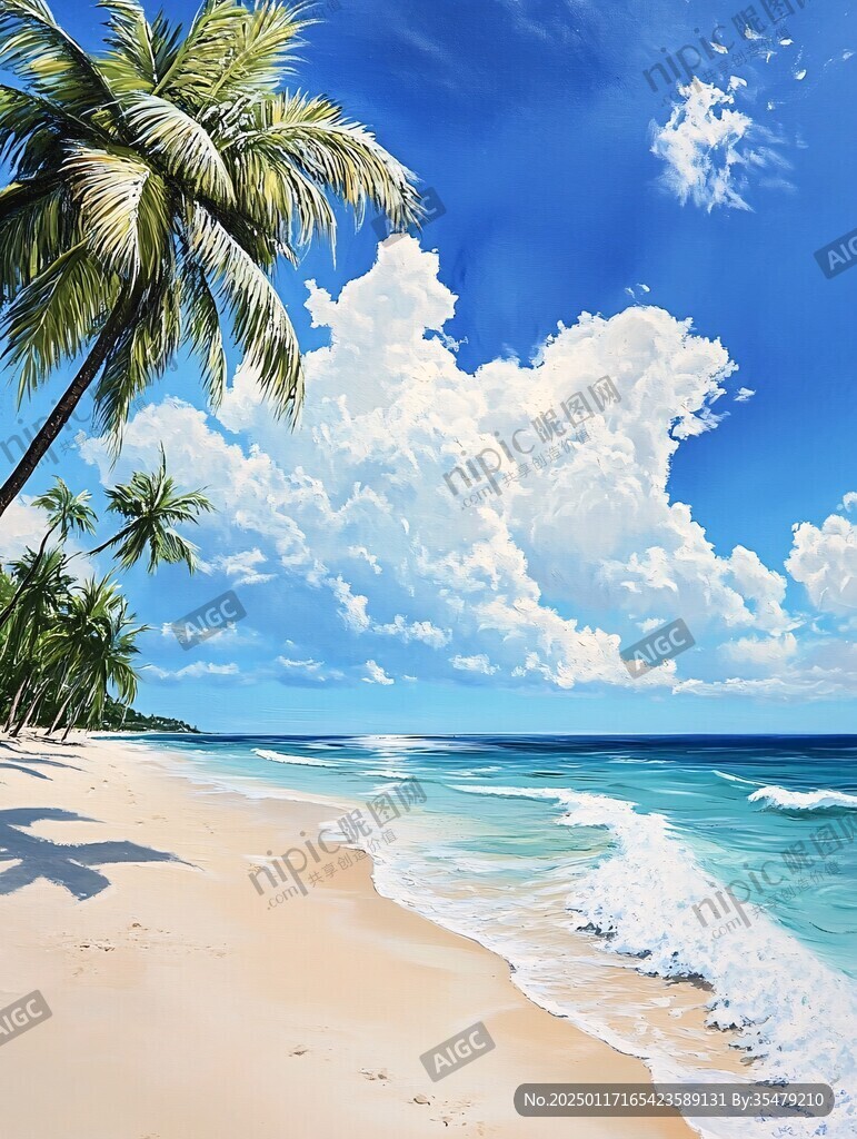 海灘風景畫