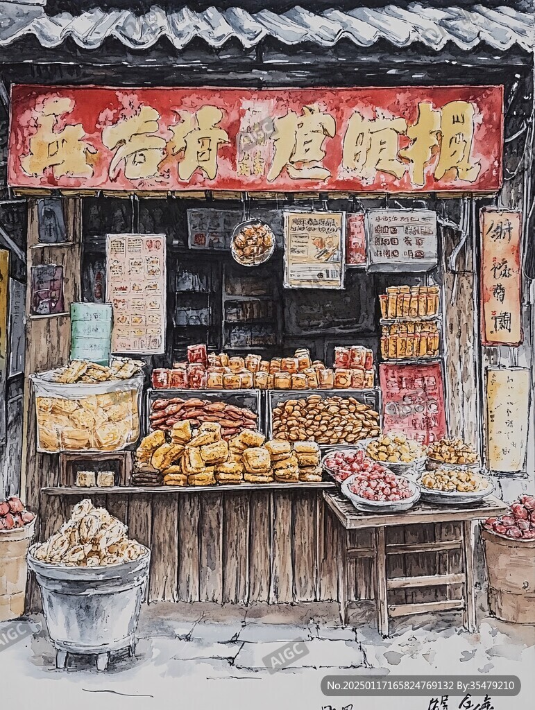 炒貨店插畫