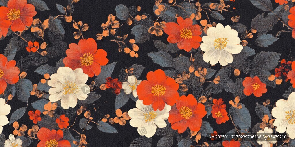 現代花滿版花印花繡花