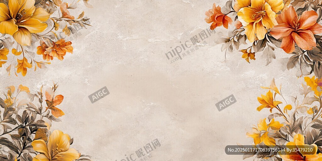 森系粉橙色花朵背景