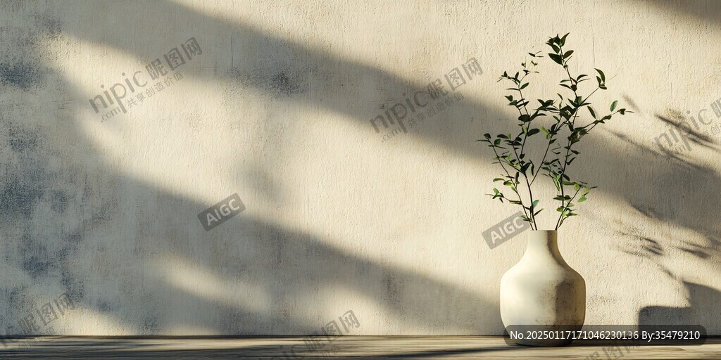 燈光下的花瓶