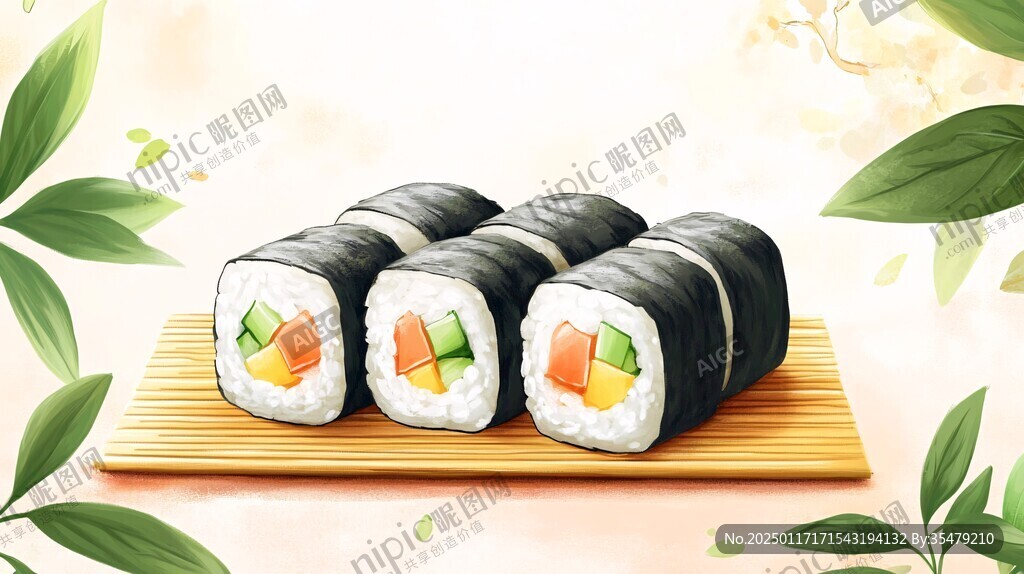 紫菜包飯插畫