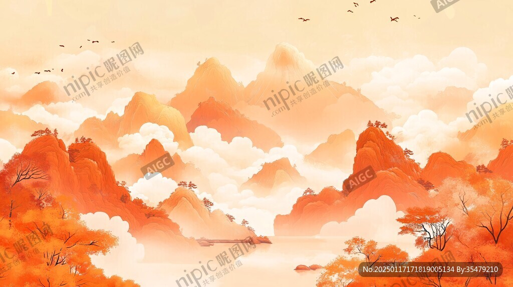新中式包裝風(fēng)景插畫