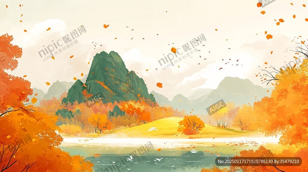 秋天美景插畫
